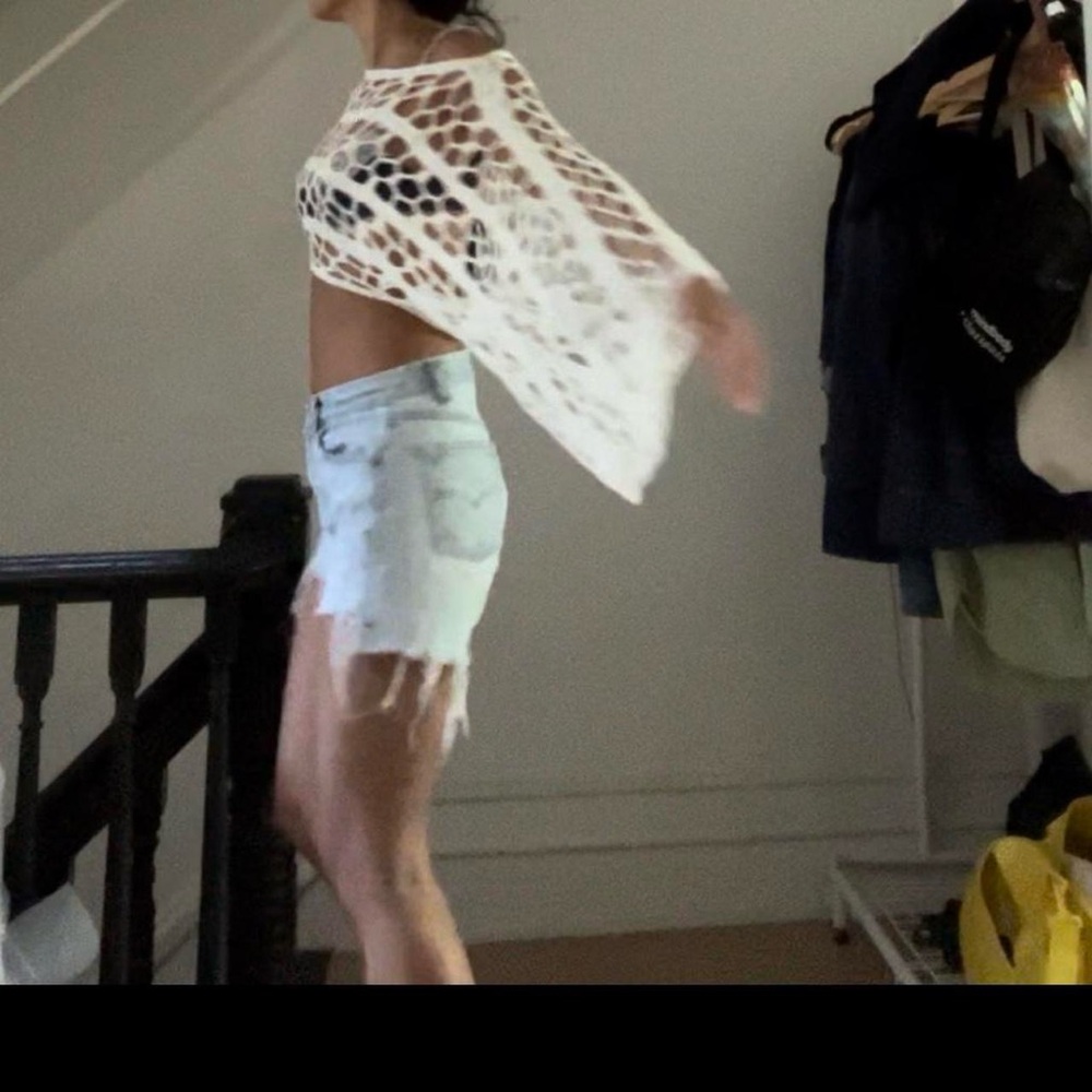 White Crochet Open-Knit Sweater - Picture 4 of 8